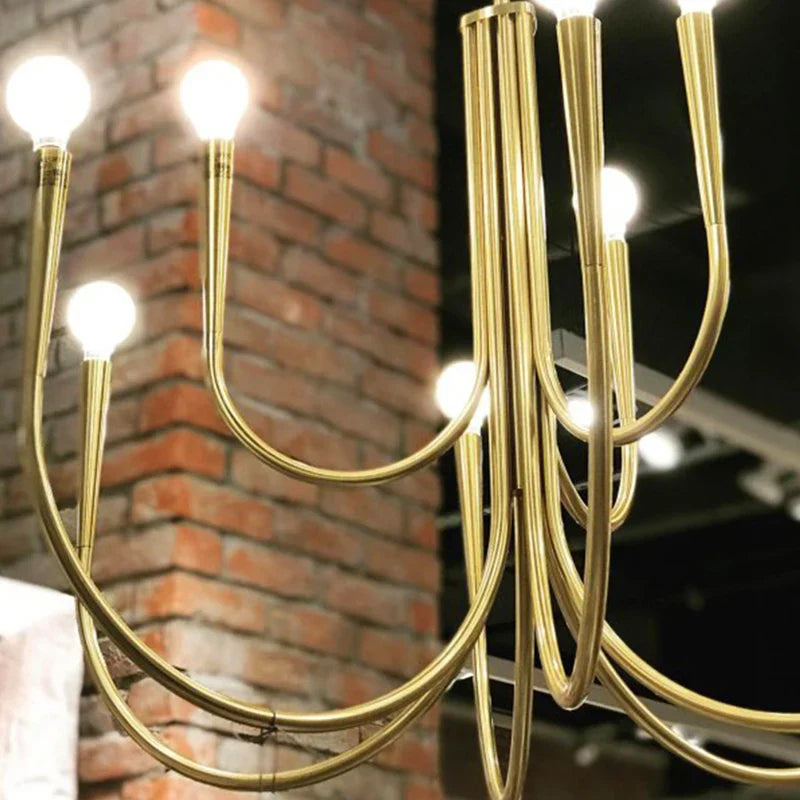 Nordic Gold Chandelier for Living Room Bedroom Attic Home Decor Luminaires