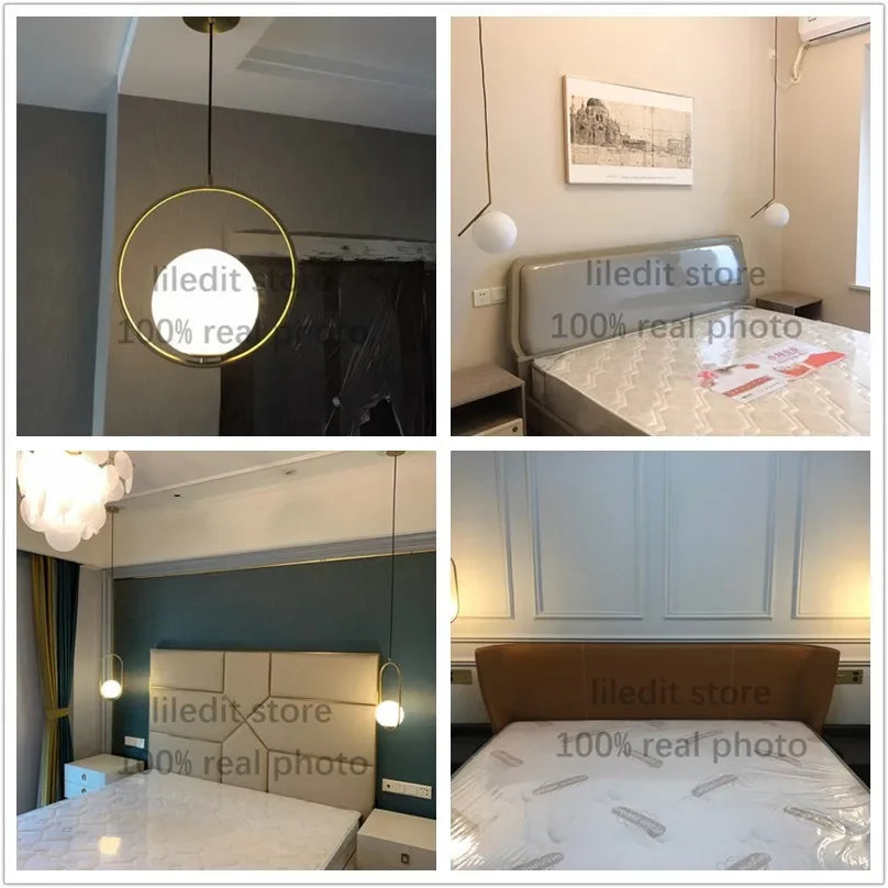 Modern Metal Glass Ball Pendant Lights for Living Room and Kitchen