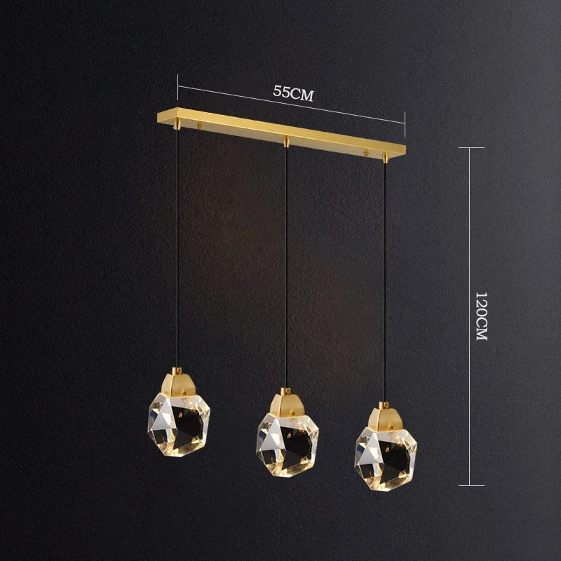 Diamond Crystal Chandelier: Luxury Gold LED Lighting for Staircase & Living Room