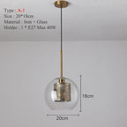 Nordic Mesh Glass Pendant Light - Silver Bronze Kitchen Dining Hanging Lamp