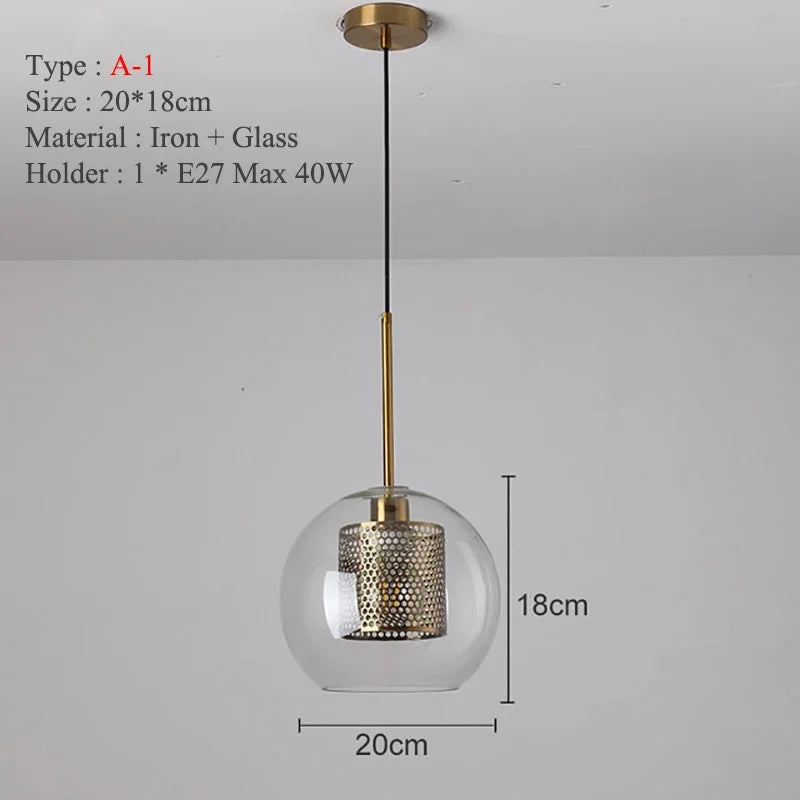 Mesh Pendant Light: Nordic Design Sliver Bronze Transparent Lampshade for Kitchen and Dining