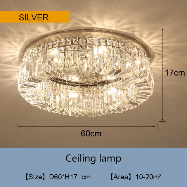 Golden LED Crystal Round Ceiling Lamp