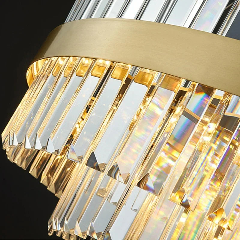 Luxury Crystal Golden Gloss LED Ceiling Chandelier for Dining & Living Room