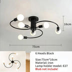Retro Iron Fan Ceiling Chandelier with 8 Sockets for Home Decor