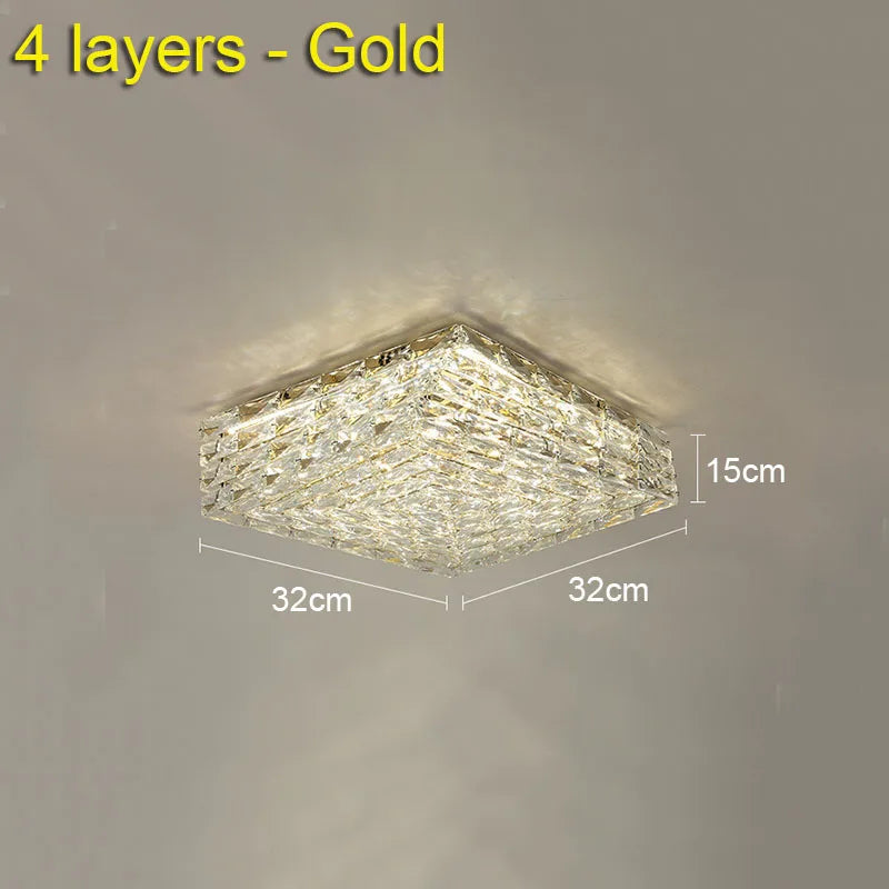 Crystal Ceiling Lamp: Modern Minimalist Indoor LED Lighting for Living Room, Dining & Bedroom