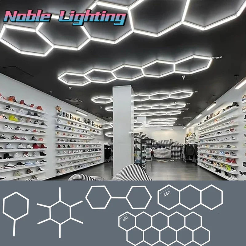 Hexagon LED Garage Ceiling Light for Auto Body Repair Workshop