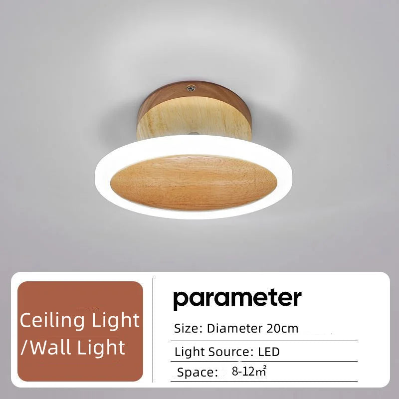 Round Wood LED Ceiling Lights for Modern Home Decor
