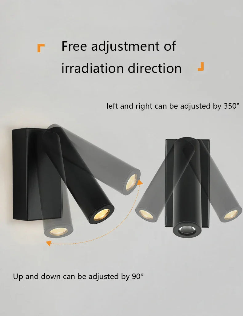 Adjustable Angle LED Wall Lamp for Bedside Reading & Bedroom Ambiance