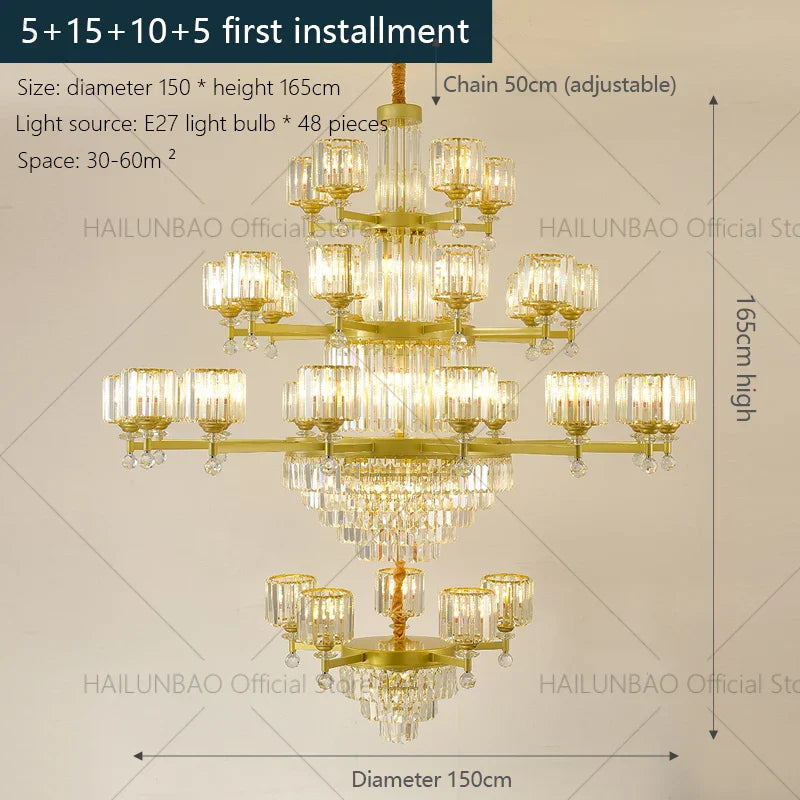 Crystal Chandelier: Elegant Light Luxury Villa Bedroom Living Room Lamp