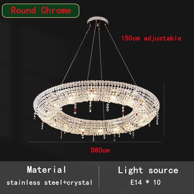Oval LED Crystal Chandelier for Modern Living Dining Room Decor