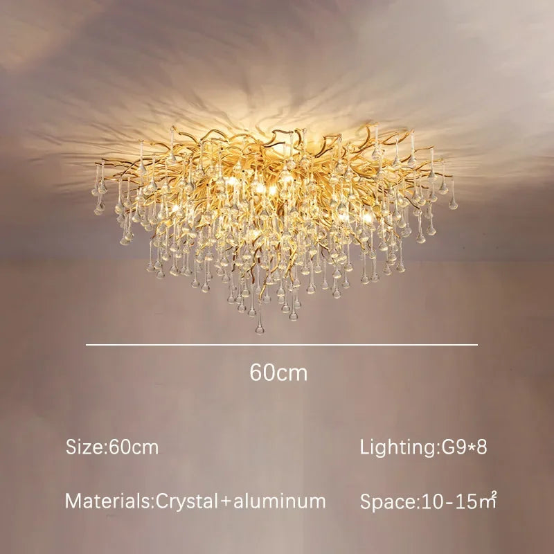 Crystal Dendritic Chandelier: Modern Luxe for Living Room, Dining Room, Bedroom, Hotel Lobby