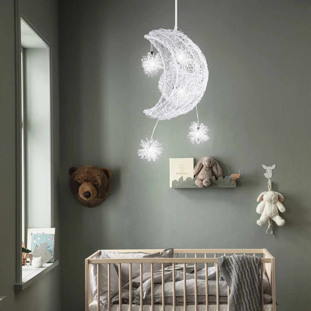 Moon Star Pendant Light Chandelier LED Fixture for Kid Bedroom & Christmas Decor
