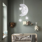 Moon Star Pendant Light Chandelier LED Fixture for Kid Bedroom & Christmas Decor