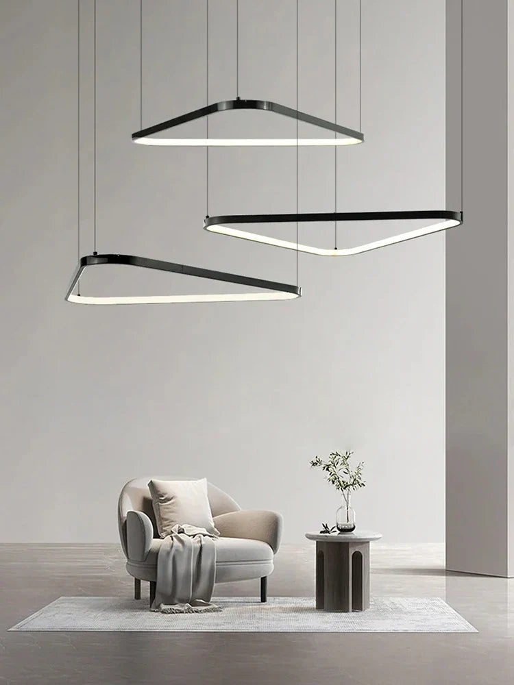 Geometric Ring LED Chandelier: Nordic Minimalist Pendant Light for Living, Dining, Bedroom
