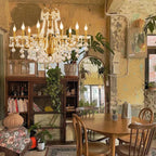 Gold Brass Crystal Chandelier - Luxurious Candle Lights for Villa Living Room