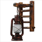 Vintage Industrial Wall Sconce Wooden Kerosene Lamp for Cafe Bar Decor