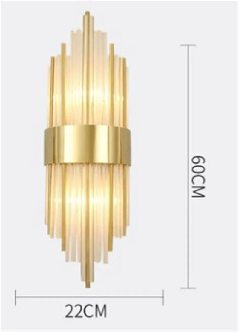 Black Gold Crystal Wall Sconce LED Light for Bedroom Living Room Home Décor