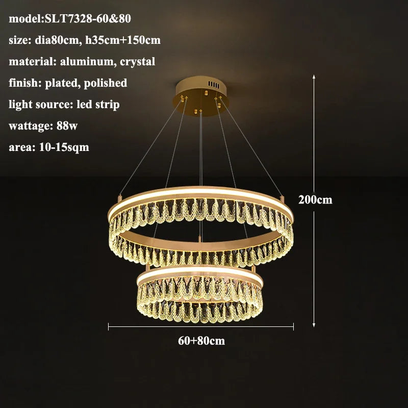 2024 Modern Crystal LED Chandelier for Living & Dining Room Decor