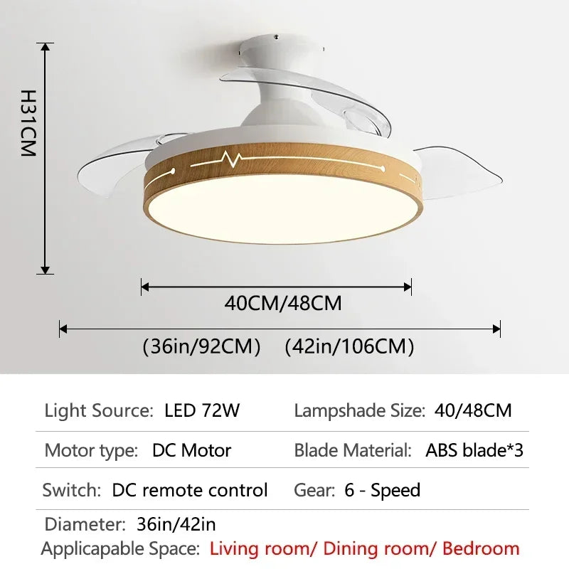 DC Motor Ceiling Fan Light with Control for Bedroom, Living Room & Restaurant.