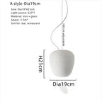 Glass Whorls Cocoon Pendant Light - Milky White, Modern Hanging Lamp