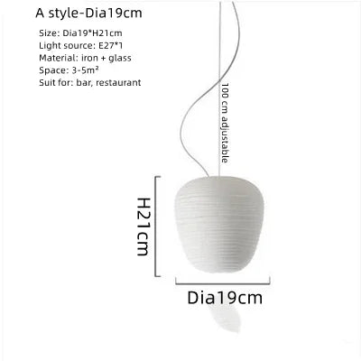 Glass Whorls Cocoon Pendant Light - Milky White, Modern Hanging Lamp