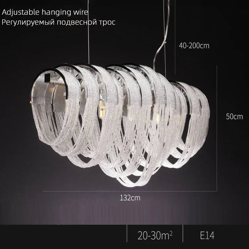 Tassel Crystal LED Chandelier: Nordic Style Round Pendant Lamp for Modern Home Decor