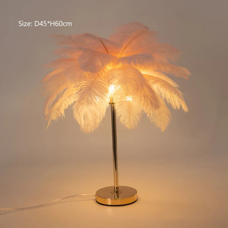 Modern Ostrich Feather Shade LED Floor Lamp for Stylish Indoor Lighting