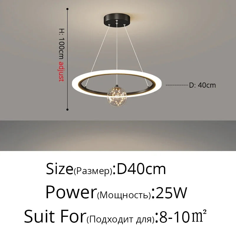 LED Circle Ring Ceiling Chandelier Pendant Lamp for Living Room, Bedroom, Kitchen