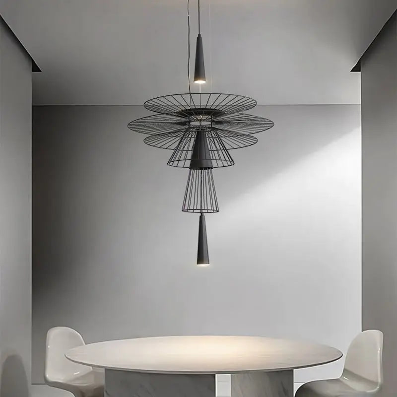 Modern UFO Hanging Lamps Metal LED Chandelier for Ceiling, Luxury Pendant Lights Home Decor