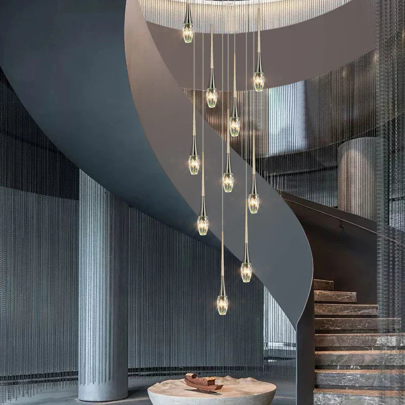Modern Crystal Long Chandelier for Sales Department, Living Room & Restaurant