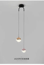 Double Glass Ball Pendant Light Fixture for Bedroom Ceiling Lighting