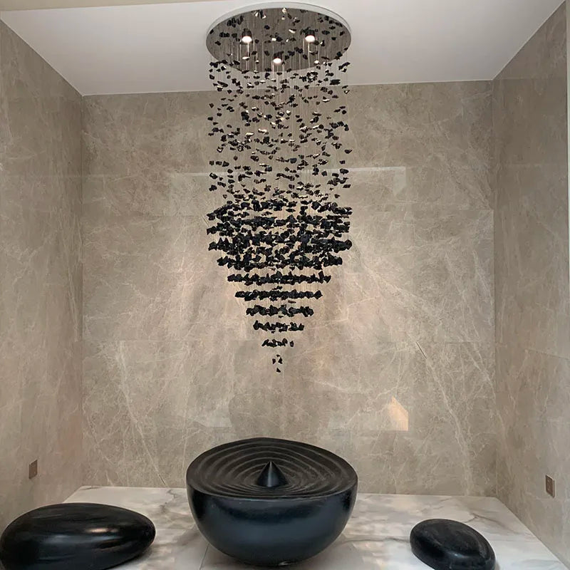 Crystal Chandelier: Modern Staircase & Lobby LED Lighting for Luxury Décor