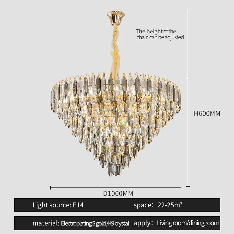 Crystal Chandelier: Elegant Small Duplex Living Room Loft Hotel Lobby Staircase Lighting