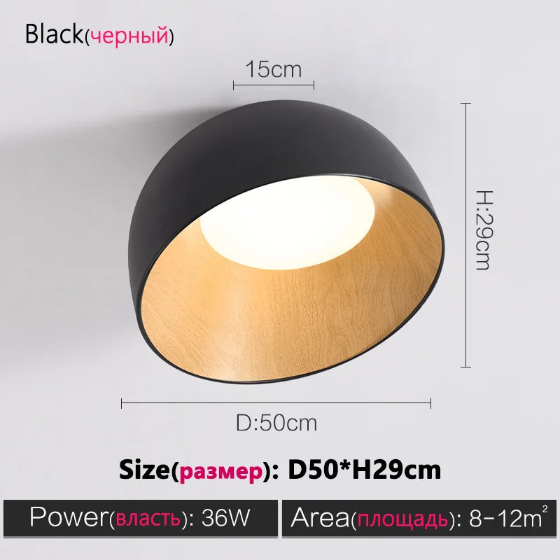 Nordic Wood Grain Ceiling Lamp for Living Room Bedroom, Minimalist Designer Art Lighting