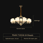 Chinese Natural Jade All Copper Chandelier for Luxury Living Room Villa