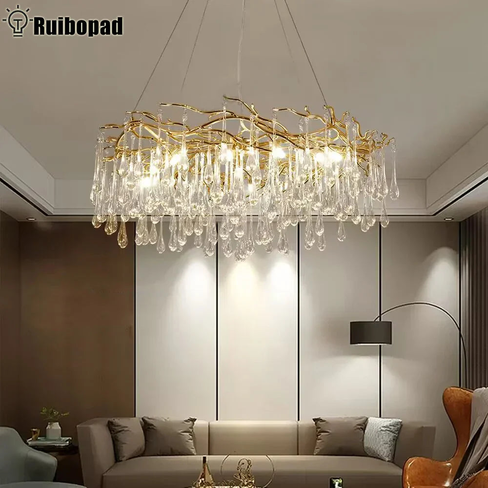 Golden Branch Led Ceiling Chandelier Modern Living Room Pendant Lights