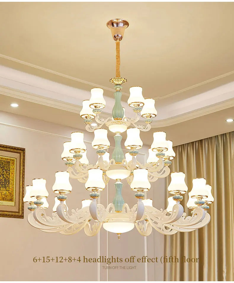Deluxe Duplex Living Room Chandelier - Elegant Villa & Hotel Pendant Lighting