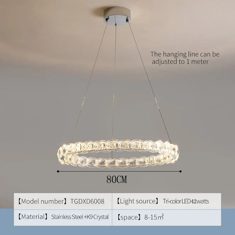 Crystal Chandelier: Modern Net Red Circle Light for Living Room, Bedroom, Restaurant