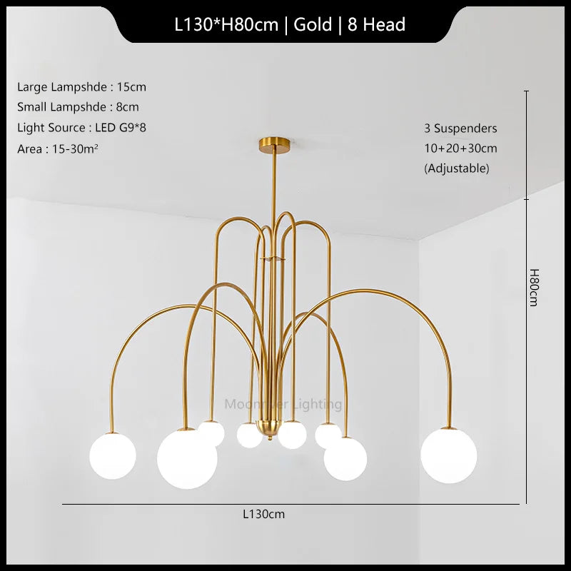 Modern Iron Glass Pendant Chandelier for Home Décor