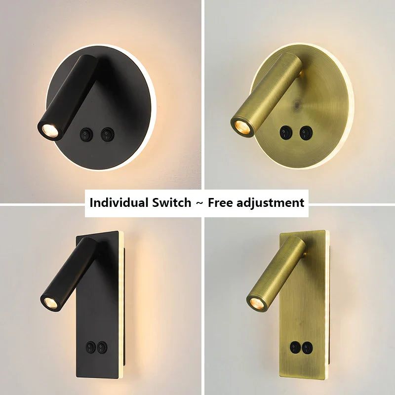 Rotatable Wall Lamp Black Bronze Modern Study LED Wall Sconce Reading Spotlights