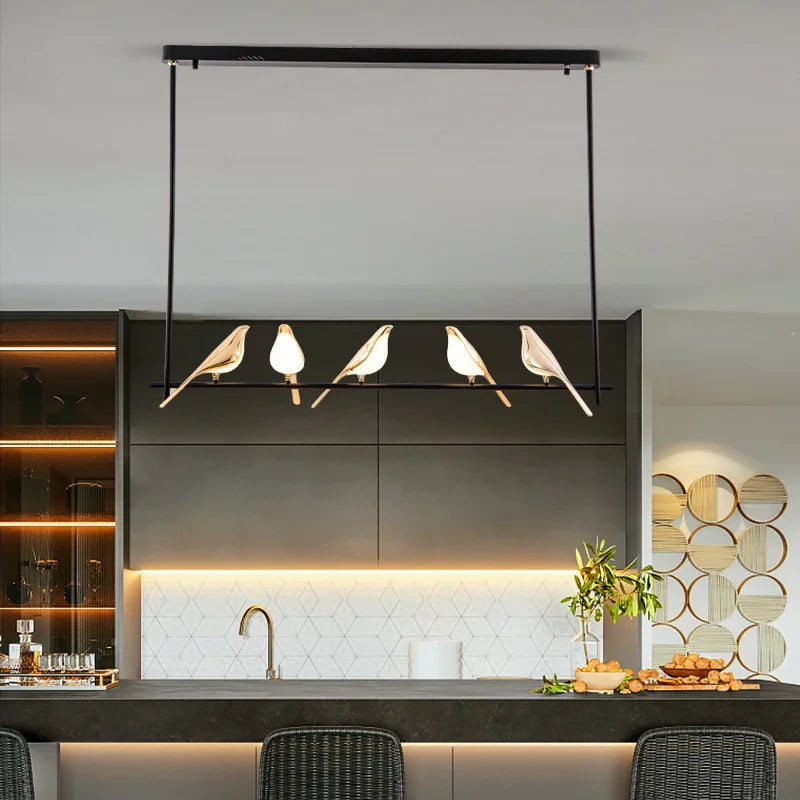 Gold Magpie Bird Ceiling Chandelier: Modern Home Interior Lighting for Living Dining Kitchen