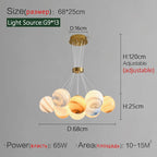 Nordic Moon Chandelier Bubble Ball Living Room Dining Bedroom Lamp