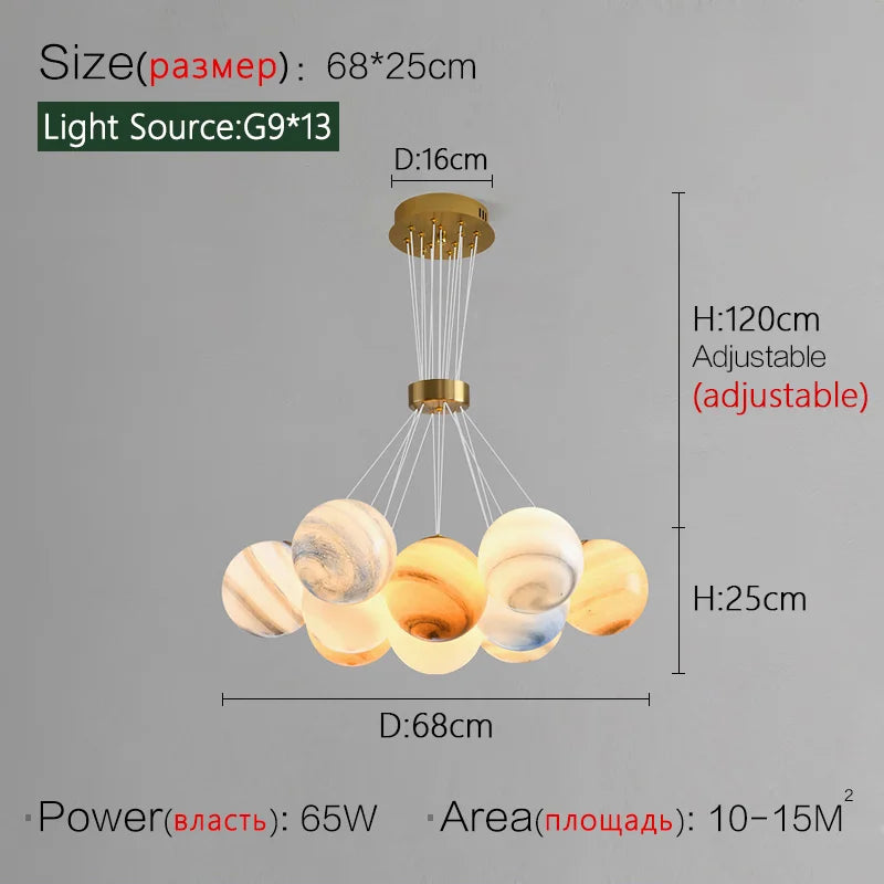 Nordic Moon Chandelier Bubble Ball Living Room Dining Bedroom Lamp