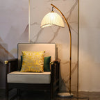 Wabi Sabi Bamboo Canvas LED Floor Lamp - Nordic Minimalist Design