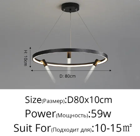 Nordic Black LED Pendant Lights for Home Decor - 80x10cm