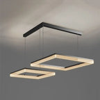 Nordic Black Square LED Chandelier: Dimmable Modern Lighting for Living Room, Bedroom