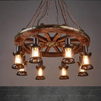 Iron Wheel LED Pendant Lights - Industrial Metallic Lustre Hanging Lamps