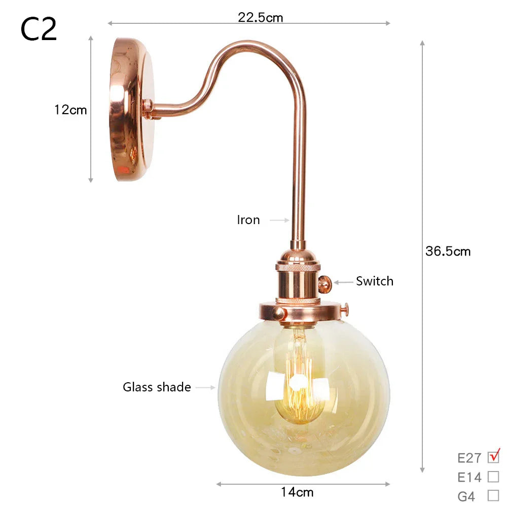 Scandinavian Glass LED Wall Sconce Modern Interior Wall Lamps