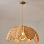 Handmade Rattan Petal Pendant Light with Chinese Style Design for Living & Dining Rooms