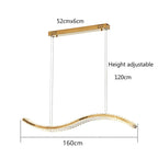 Modern Crystal Chandelier: Stainless Steel Long Strip Hanging Lamp for Kitchen and Dining